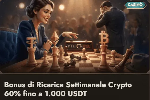 Bonus ricarica settimanale crypto 60 fino a 1000 usdt